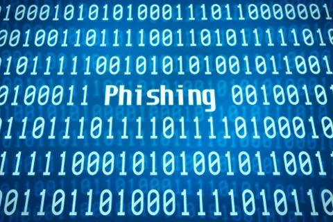 Binary code with the word phishing in the center Stock Illustration