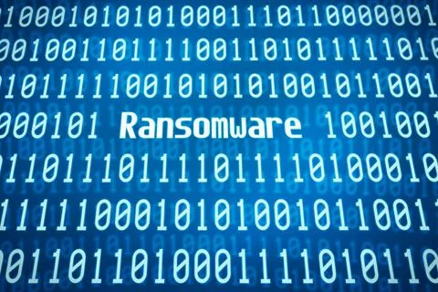 Binary code with the word Ransomware in the center Binary code with the wo... 스톡 사진