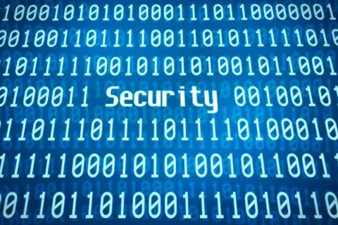 Binary code with the word security in the center Stock Illustration