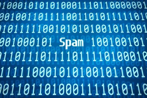 Binary code with the word Spam in the center Stock Illustration