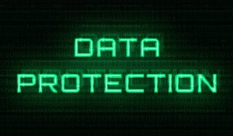 Binary code with the words Data protection in the center Binary code with ... Stock Photos