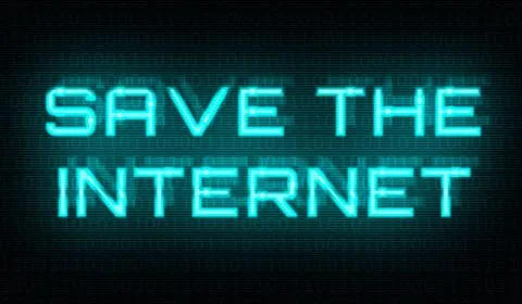 Binary code with the words Save the internet in the center Binary code wit... Stockfoto's