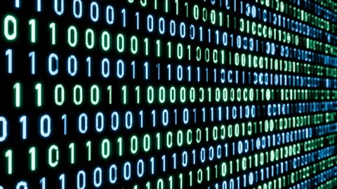 Binary code, zero and one illuminated in blue and green Stock Footage 300038198