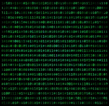 Binary code zero one matrix green background beautiful banner wallpaper Stock Illustration