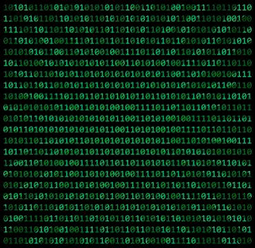 Binary code zero one matrix green background beautiful banner wallpaper Stock Illustration