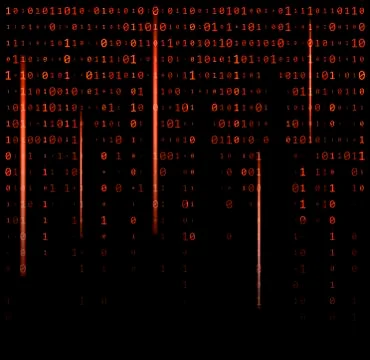 Binary code zero one matrix red background beautiful banner wallpaper Stockillustratie