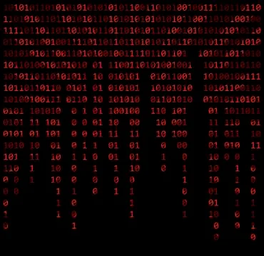 Binary code zero one matrix red background beautiful banner wallpaper Stock Illustration