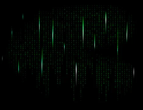 Binary code zero one matrix green background beautiful banner wallpaper Stock Illustration