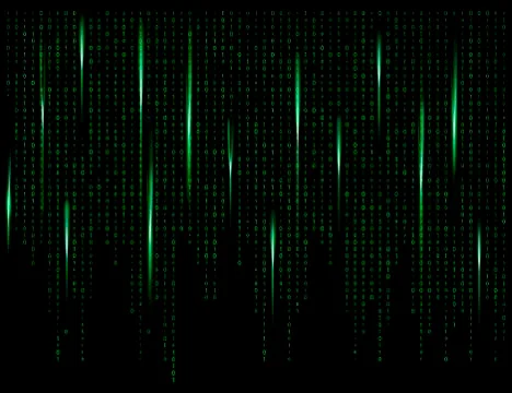 Binary code zero one matrix green background beautiful banner wallpaper Illustrazione stock