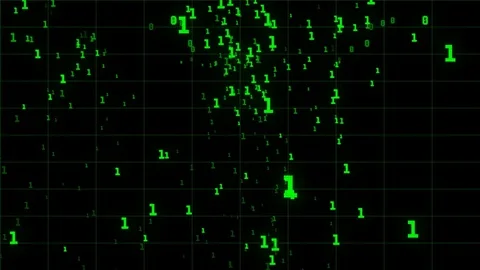 Binary code zeros and ones falling in the sky Animation in 4K Stock Footage