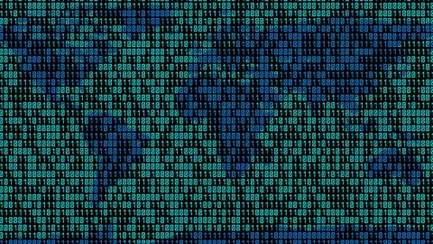 Binary code. Zeros and ones in the form of a map of the world. Global programmin Stock Footage 200948131