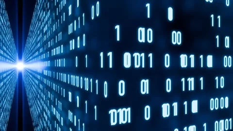 Binary code, zeros and ones flowing around a corner, big data. Stock Footage 311662885