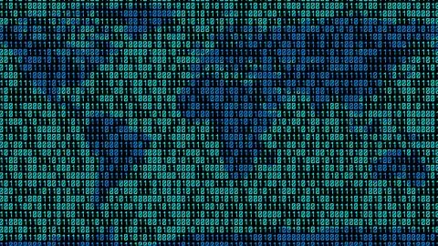 Binary code. Zeros and ones in the form of a map of the world. Coding. 3D ren Stock Illustration