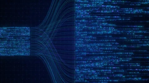 Binary Code Zeros Ones Data Flow Neural Network Visualization with Digital Nodes Stock Footage 333698456