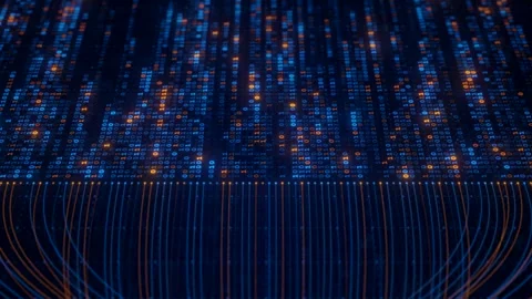 Binary Code Zeros Ones Data Flow Neural Network Visualization with Digital Nodes Stock Footage 333698578