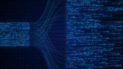 Binary Code Zeros Ones Data Flow Neural Network Visualization with Digital Nodes Stock Footage 337115586