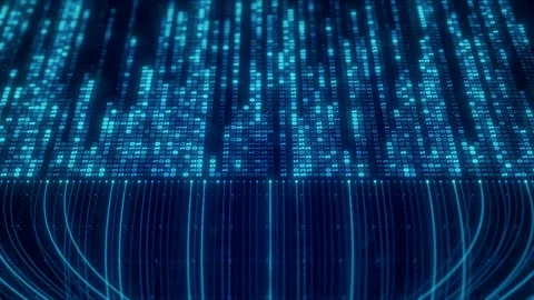 Binary Code Zeros Ones Data Flow Neural Network Visualization with Digital Nodes Stock Footage 337115939