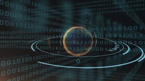 Binary codes and digital sphere Stock Footage 106259669