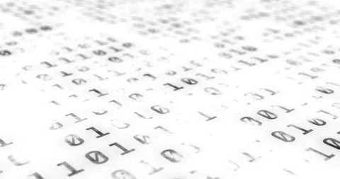 Binary codes with black color font are projected on a white background with Video stock 143276382