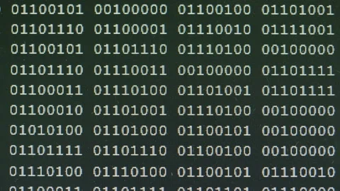 Binary codes data flow scrolling on screen Stock Footage 196109897