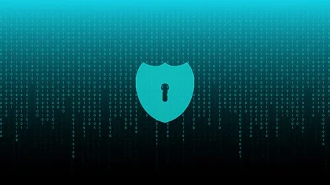 Binary coding 0 1 information and data protection safety security blue graph Stock Footage 300344757