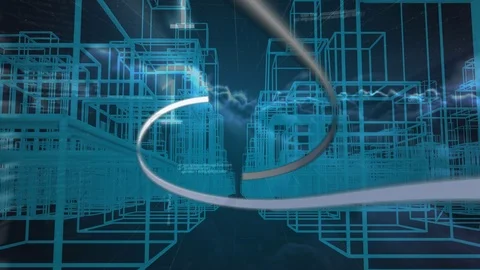 Binary coding appearing on dark blue background Stock Footage 114084486
