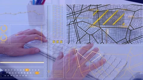 Binary coding data processing against mid section of person using laptop Stock Footage 328007197