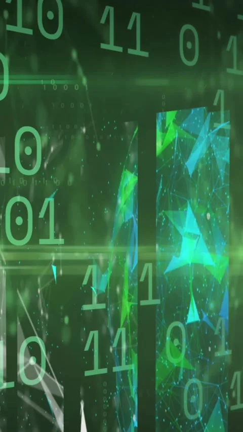 Binary coding data processing over screens of plexus networks against green Stock Footage 320759015