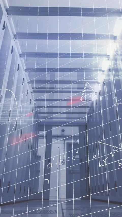 Binary coding data processing over computer server room against red technology Stock Footage 322148510