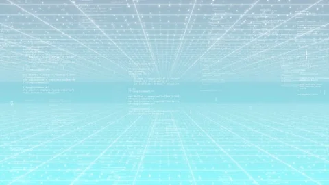 Binary Coding Grid in Futuristic Data Network Environment Stock Footage 314195576