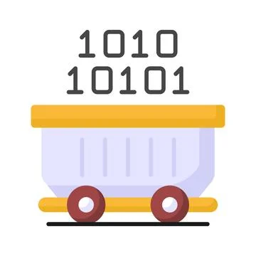 Binary coding inside a wheelbarrow denoting concept icon of data mining 库存插图