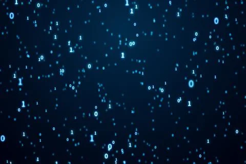 Binary coding numbers scatting on dark background, 3d rendering. 库存照片