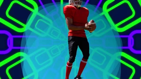 Binary coding over spinning human holding globe and cyber text against blue Stock Footage 325961454