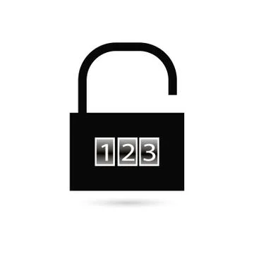 Binary combination padlock with zeroes and ones on turquoise blue. Lock, cyber Stock Illustration