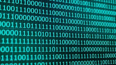 Binary computer code on blue background, abstract illustration. Abstract fu.. Stock Illustration