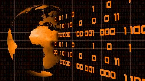 Binary concept background in orange colour - binary code flow away イラスト素材