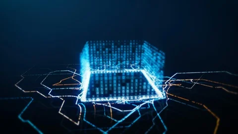 Binary CPU on Electronic Board Stock Footage 114289548