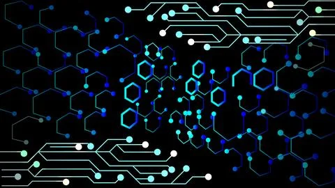 Binary cyber circuit board future technology security concept illustration .. Stock Illustration