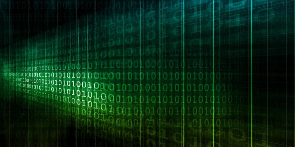 Binary Cyber Network and Digital Transformation Data Flow 스톡 일러스트