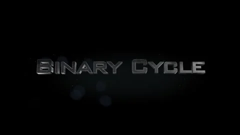 Binary Cycle title metal text on black alpha channel background Stock Footage 296219582