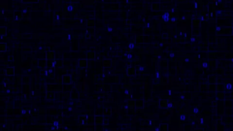 Binary Dark blue color abstract box pattern dark technology background Stock Footage 204723411