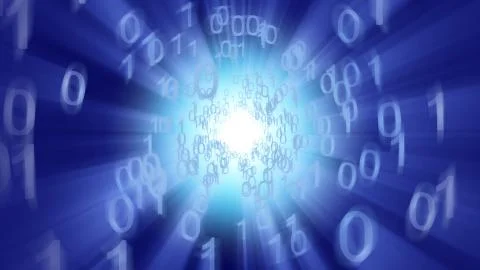 Binary data abstract with a cyberspace tunnel. Stockillustratie