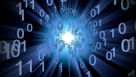 Binary data abstract with a cyberspace tunnel. Illustrazione stock