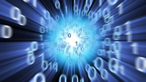 Binary data abstract with a cyberspace tunnel. 스톡 일러스트