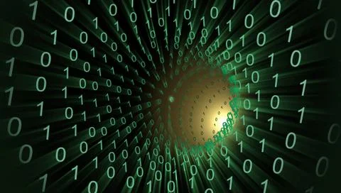 Binary data abstract with a cyberspace wormhole Illustrazione stock