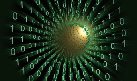 Binary data abstract with a cyberspace wormhole 스톡 일러스트