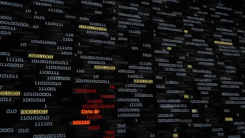 Binary data code animation showing warning messages. Black. Video stock 81442670