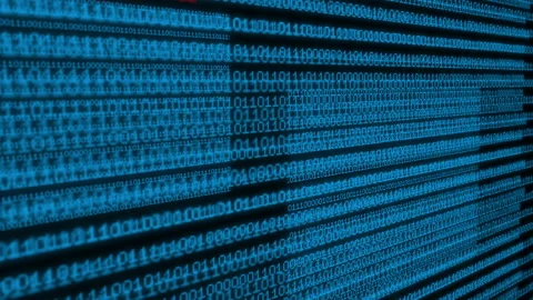 Binary data code animation showing "error" messages in a virtual environment Stock Footage 132380250