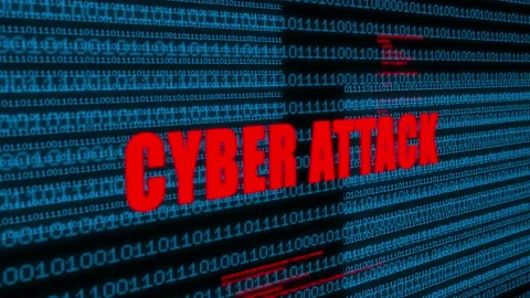 Binary data code animation showing "cyber attack" messages Stock Footage 132408347
