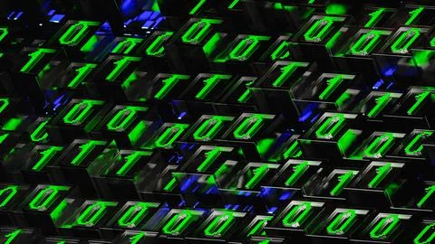 Binary data code concept with bit symbols of 0 and 1 in a matrix formation. イラスト素材